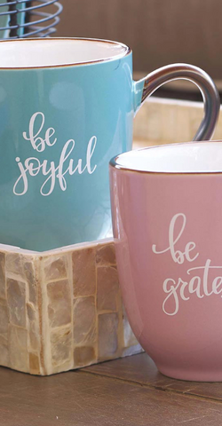 mug607-1 Be Joyfal Ceramic Mug in green