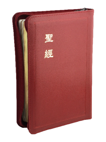 1627-1 聖經 - 和合本.中型.紅皮.皮面.拉鍊.神版 CU67AZRD
