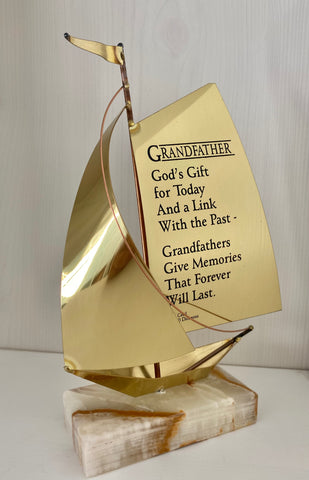 Marble Base Brass Sailboat -  GRANDFATHER  黃銅帆船 (給祖父)