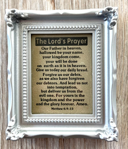 7044-4 激光雕刻皮經句牌 - 迷你相框  Laser Engraved Leather - 英文主禱文The Lord's Prayer Mini Frame