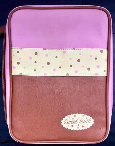 Sweet Truth Pink Brown Polka Dot With Front Pocket (Large 大型)