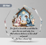 31382 2D Flat, 1pc 3.54*3.39inch Bible Quotes Acrylic Nativity Scene Ornament
