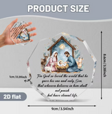 31382 2D Flat, 1pc 3.54*3.39inch Bible Quotes Acrylic Nativity Scene Ornament
