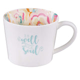 MUG612  Well With My Soul Ceramic Mug in White with Floral Interior