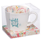 MUG612  Well With My Soul Ceramic Mug in White with Floral Interior