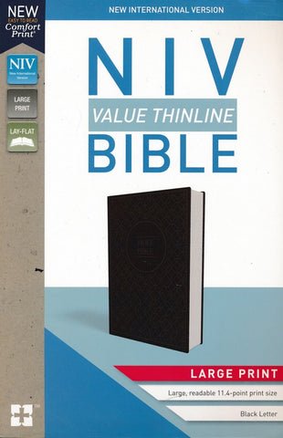 NIV Value Thinline Bible Large Print Gray and Black, Imitation Leather
