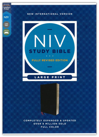 NIV Study Bible Large Print, Bonded Leather, Black 大字版