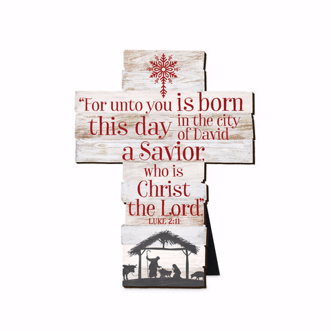Christmas Cross Rustic Country Savior Is Born #12607